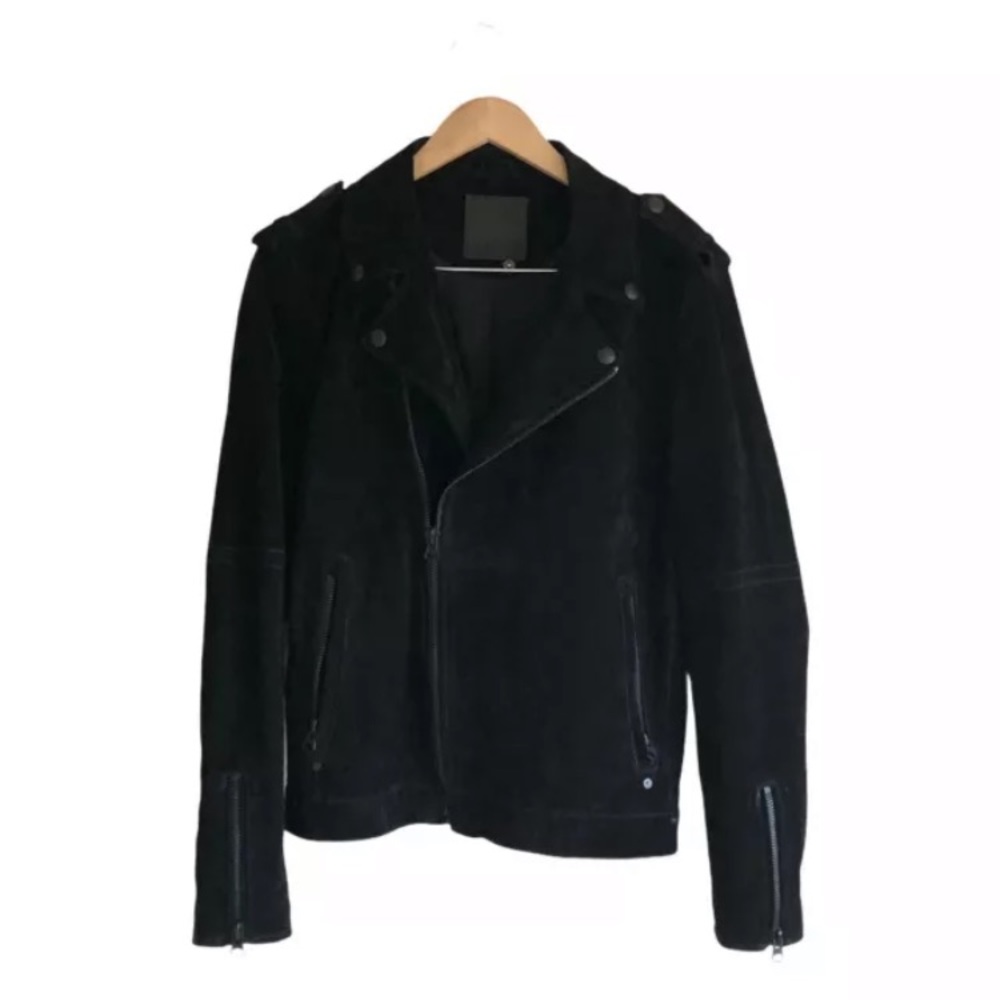 100% SUEDE MOTO BIKER JACKET - BLANKNYC MEDIUM
